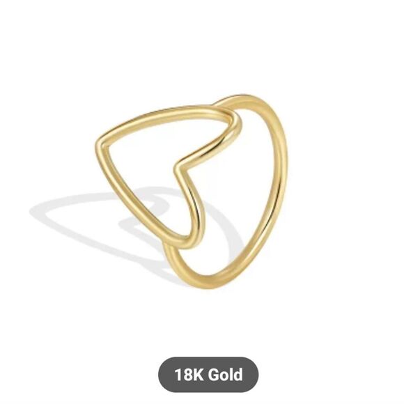 18K Gold Plated Hollow Big Heart Stackable Ring For Women. - Picture 7 of 13